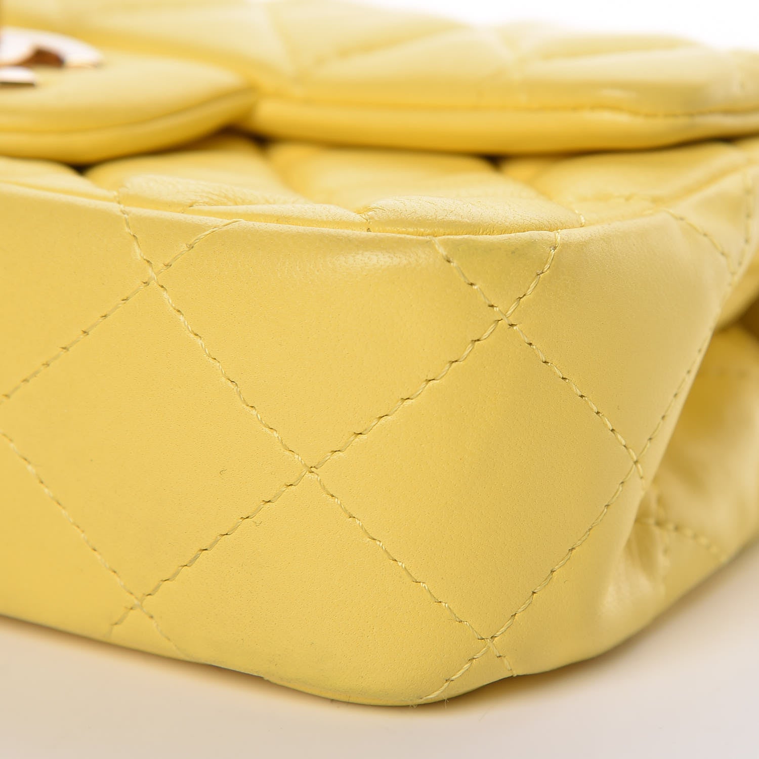 Chanel Lambskin Quilted Extra Mini Rectangular Flap Yellow 10 of 13