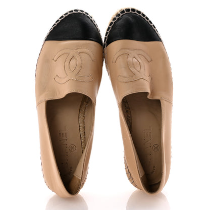 Chanel Lambskin CC Espadrilles 37 Beige Black 2 of 9
