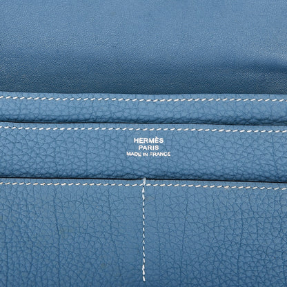 Hermes Togo Dogon Duo Wallet Blue Jean 6 of 7
