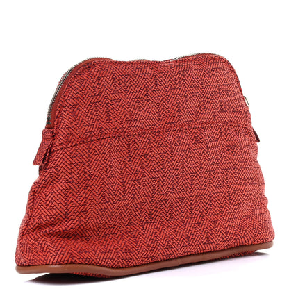 Hermes Abaca Cotton Chevron Travel Cosmetic Pouch Orange 6 of 11