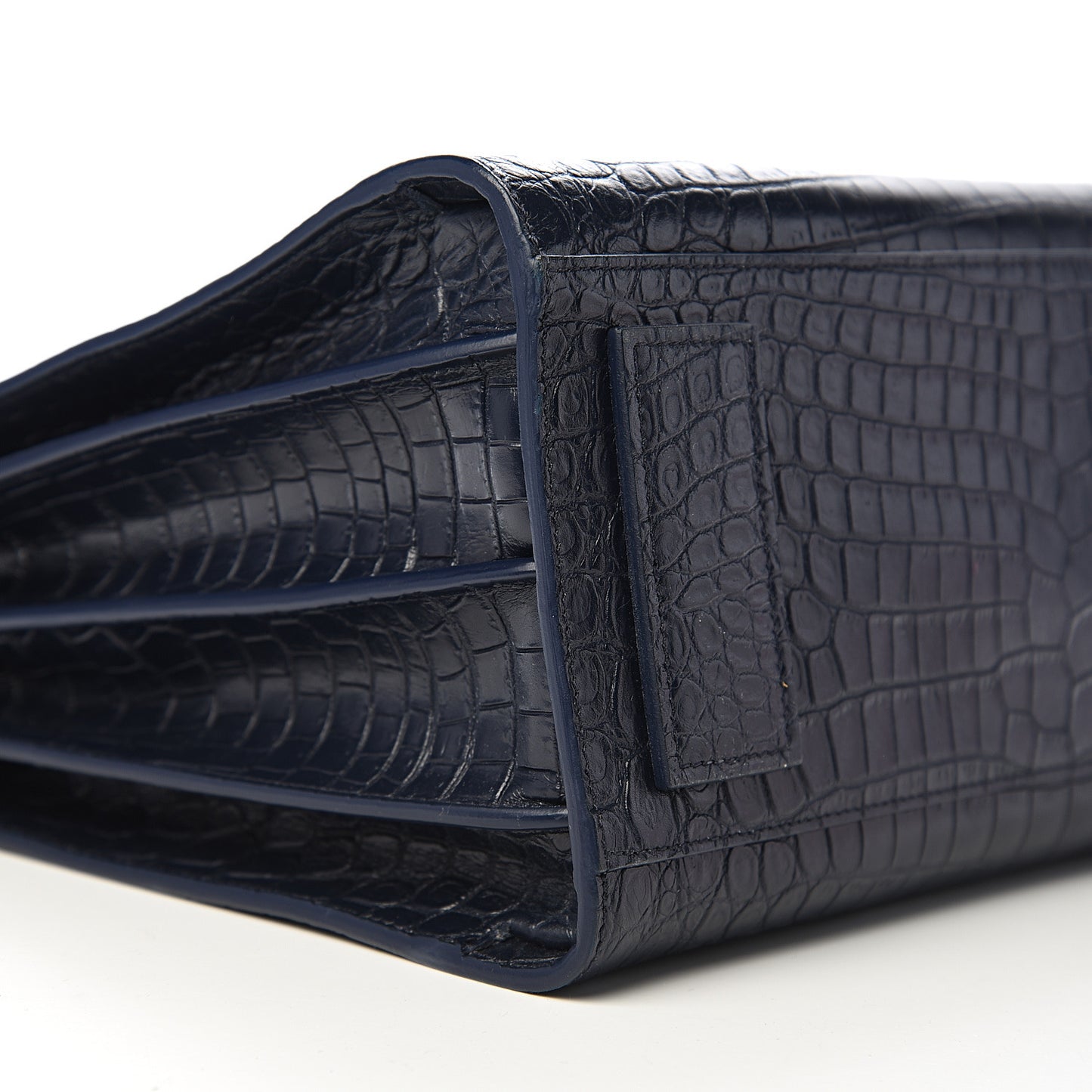 Calfskin Crocodile Embossed Small Supple Sac de Jour Navy