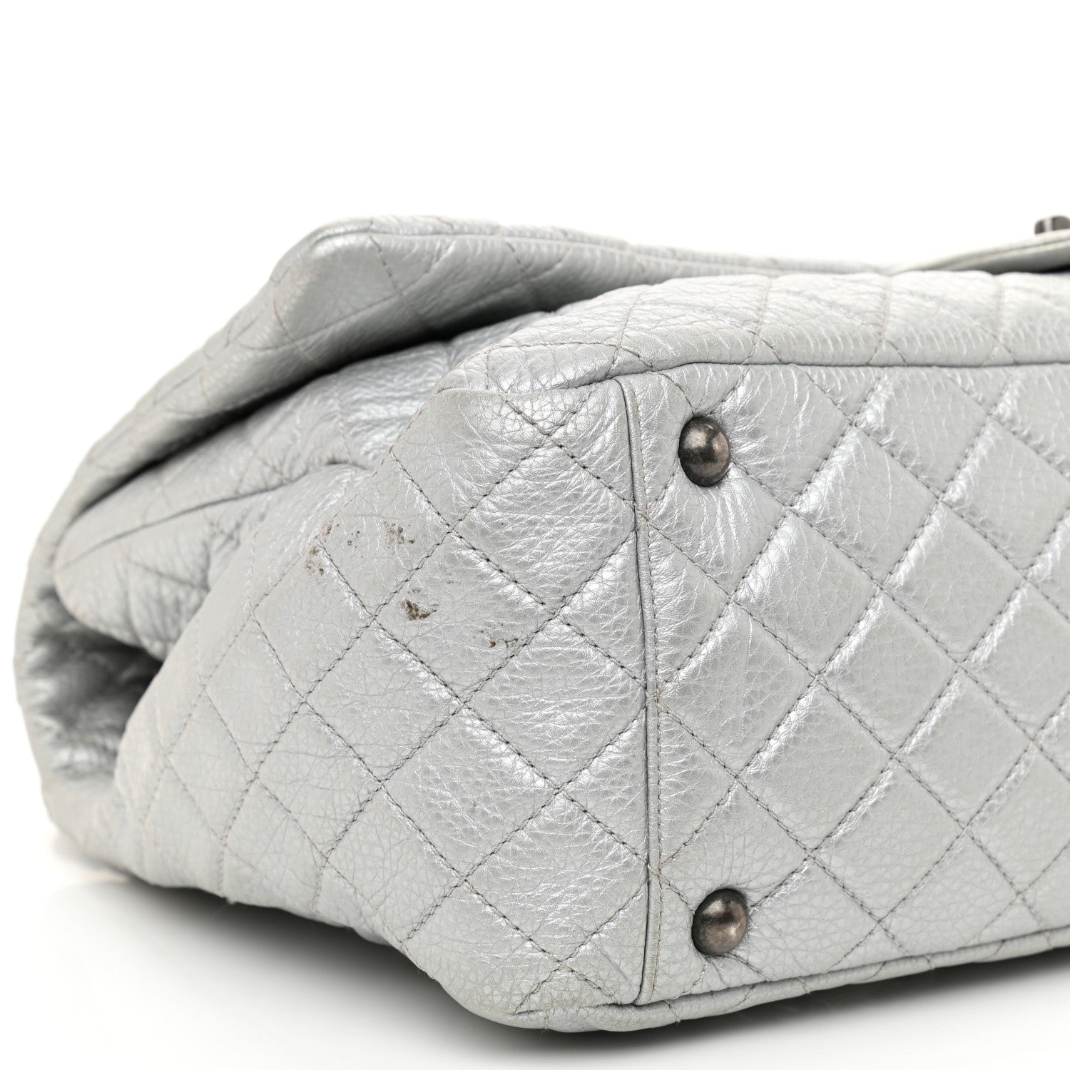 Chanel Metallic Calfskin Quilted XXL Travel Flap Bag Silver 9 of 14