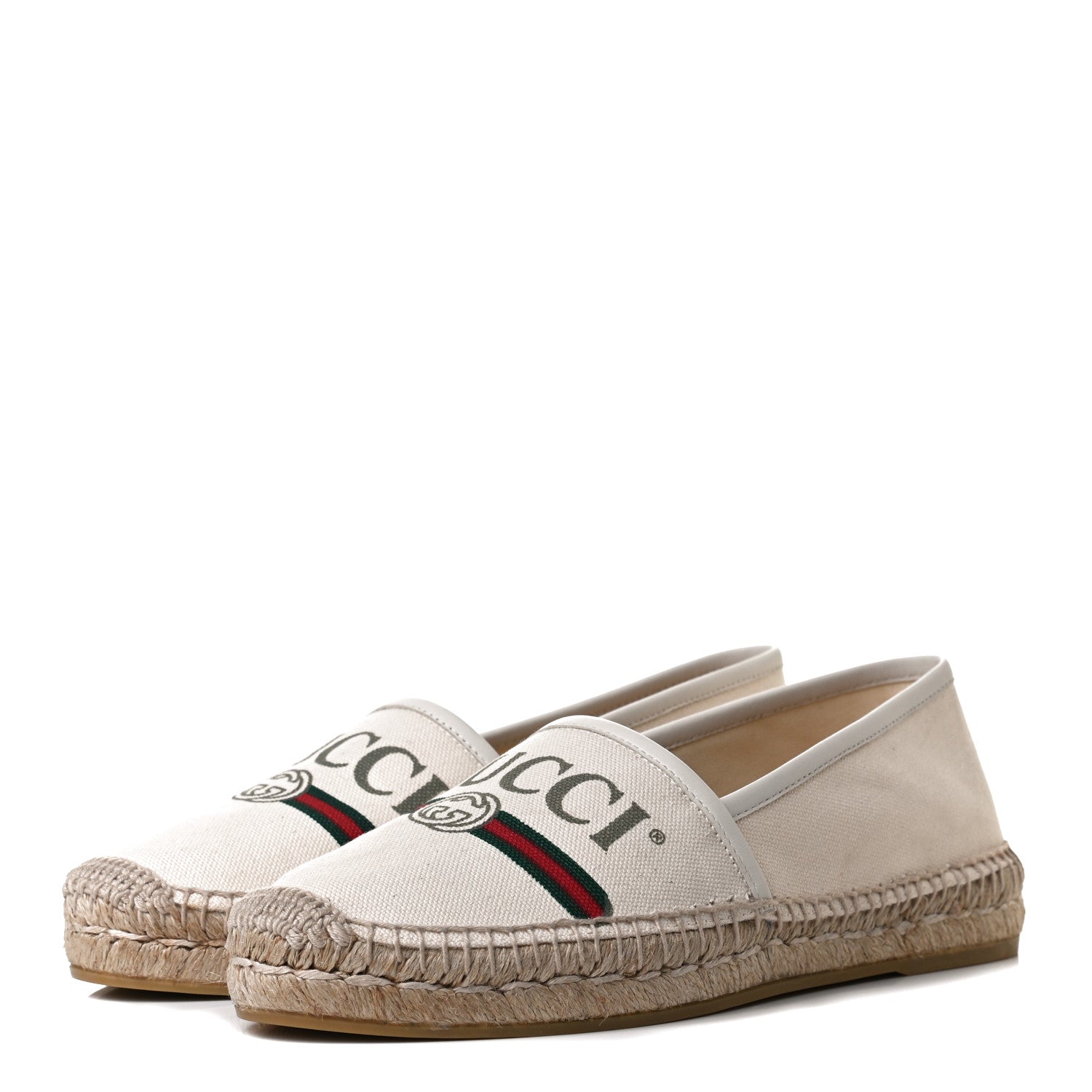 Gucci Canvas Logo Espadrilles 37.5 Greggio White 3 of 11