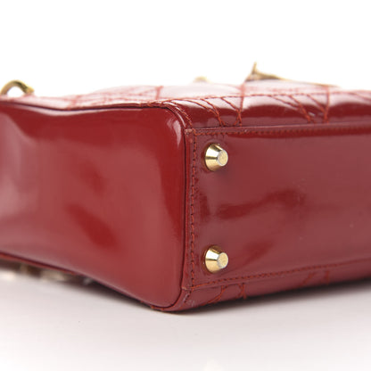 Christian Dior Patent Cannage Mini Lady Dior Red 15 of 17