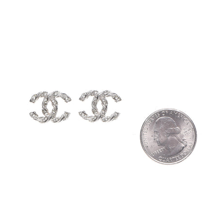 Chanel Crystal CC Twisted Earrings Silver 2 of 6