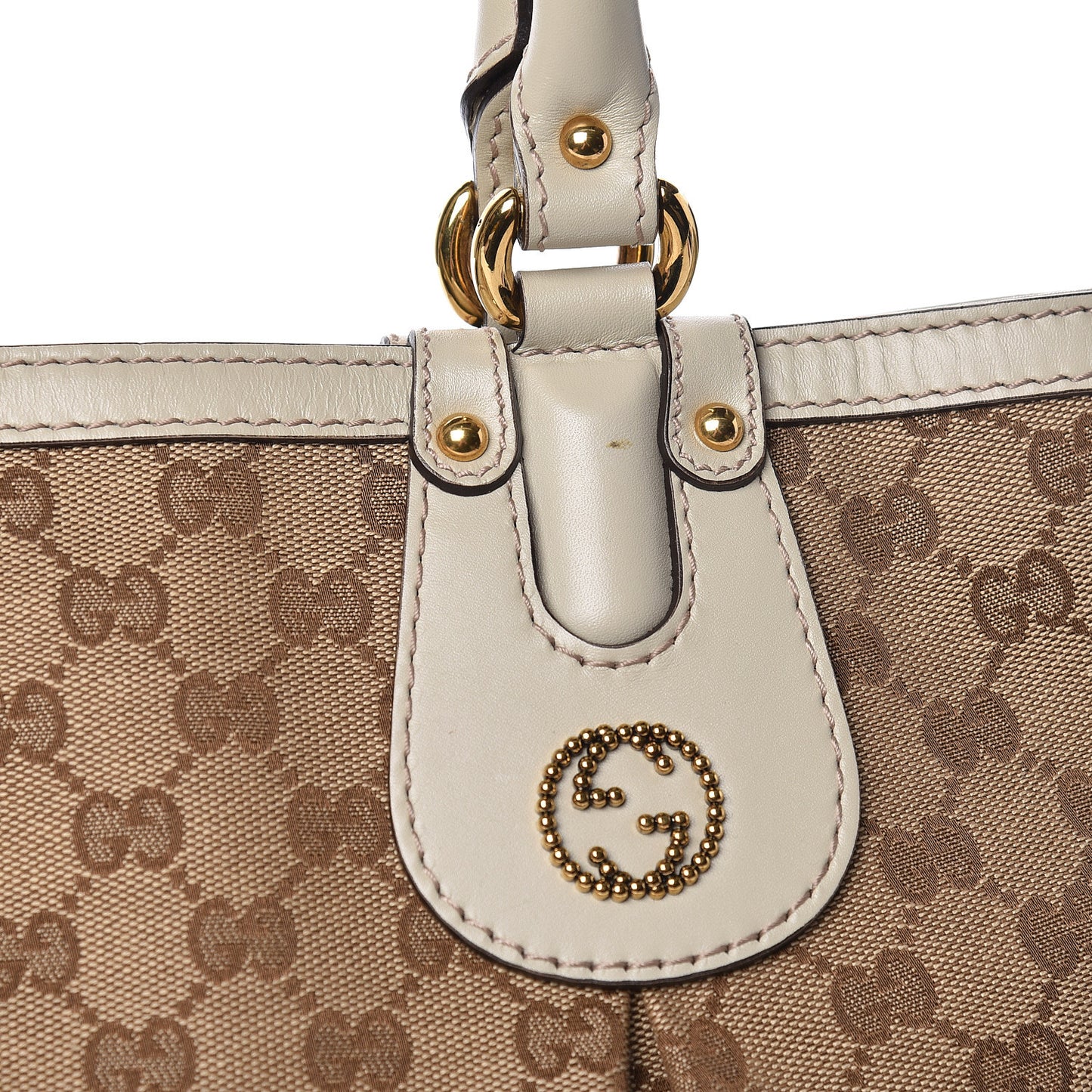 Monogram Medium Scarlett Studded Tote Off White