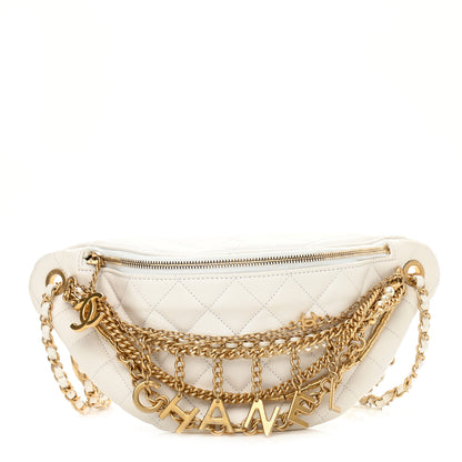 Chanel Lambskin Quilted All About Chains Waist Belt Bag White 1 of 10