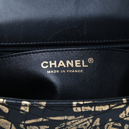 Chanel Calfskin Crocodile Embossed Graffiti 2.55 Mini Cocodile Reissue Flap Black Gold 6 of 10