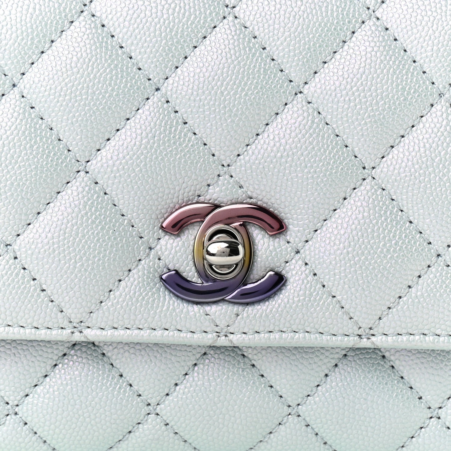 Chanel Iridescent Caviar Quilted Extra Mini Coco Handle Flap Light Blue 8 of 12