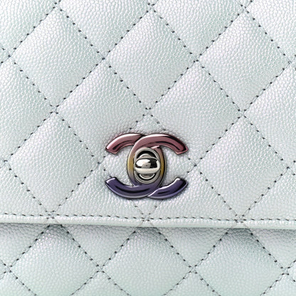 Chanel Iridescent Caviar Quilted Extra Mini Coco Handle Flap Light Blue 8 of 12