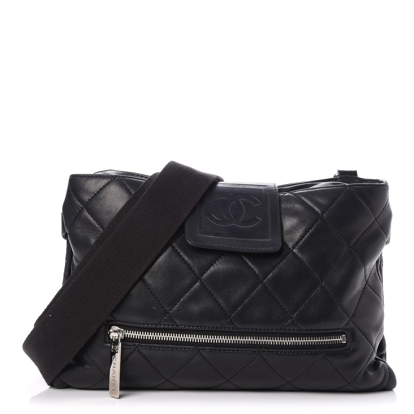 Lambskin Quilted Sport Messenger Bag Black