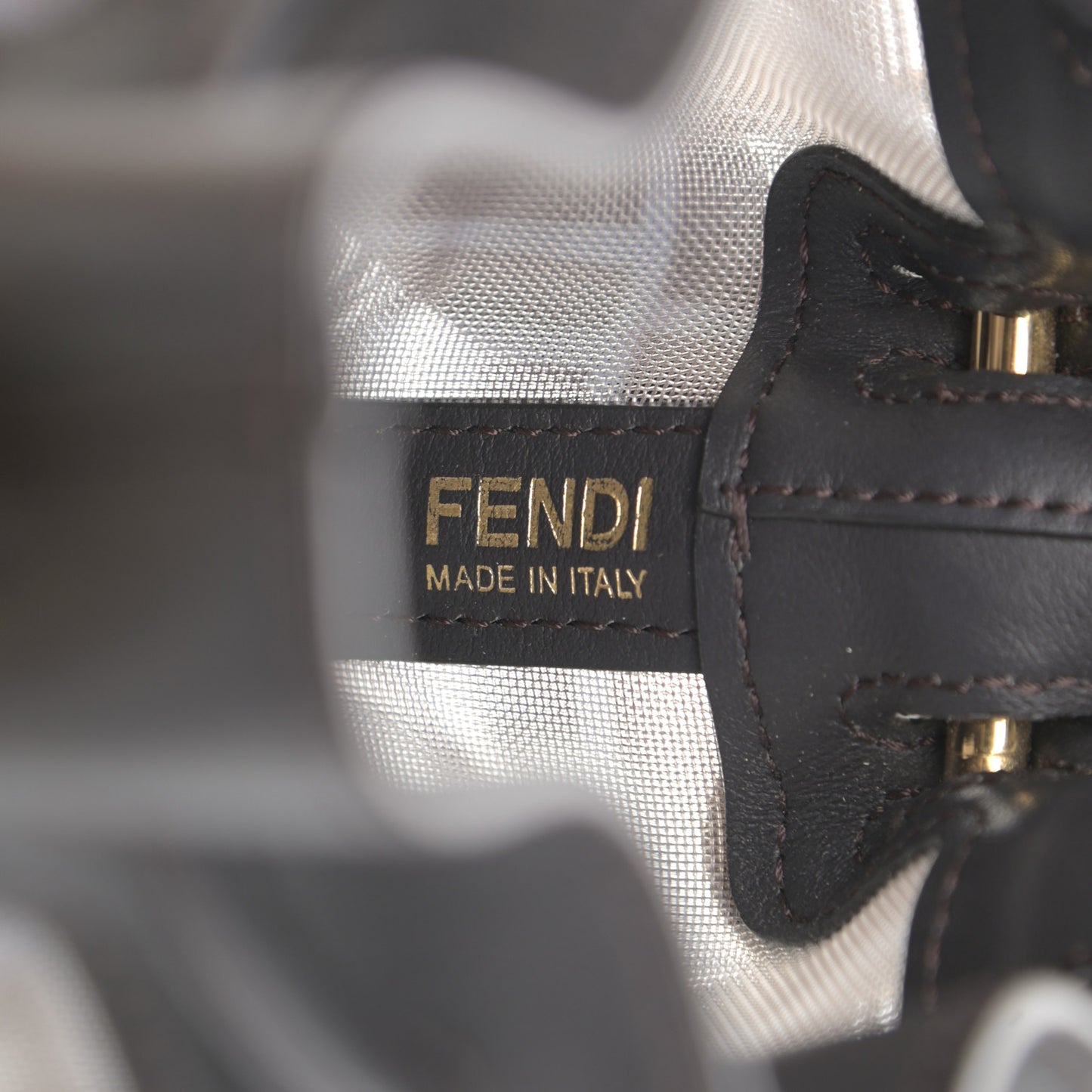 Mesh Vitello Grace F is Fendi FF 1974 Mini Mon Tresor Bucket Bag Azzurro Black Ebano