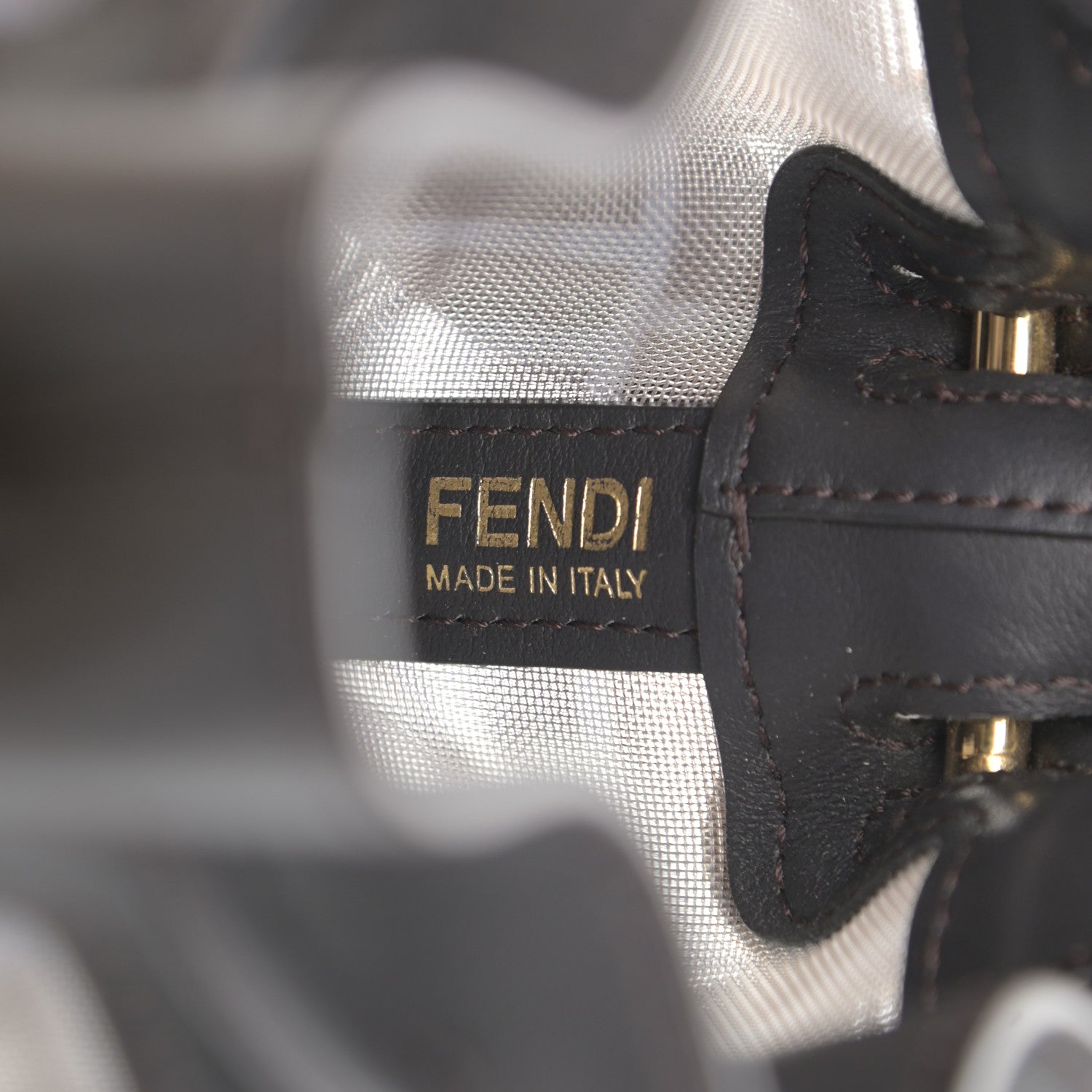 Fendi Mesh Vitello Grace F is Fendi FF 1974 Mini Mon Tresor Bucket Bag Azzurro Black Ebano 6 of 10