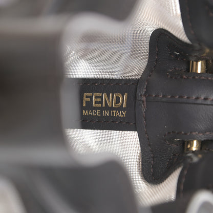 Fendi Mesh Vitello Grace F is Fendi FF 1974 Mini Mon Tresor Bucket Bag Azzurro Black Ebano 6 of 10