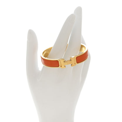 Hermes Enamel Narrow Clic Clac H Bracelet PM Orange 2 of 5