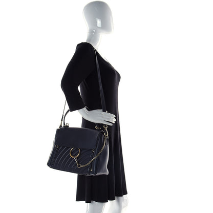 Chloe Smooth Calfskin Quilted Medium Faye Day Shoulder Bag Full Blue 2 of 9