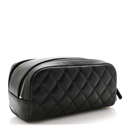 Chanel Caviar Quilted Toiletry Case With Chain Black 3 of 8