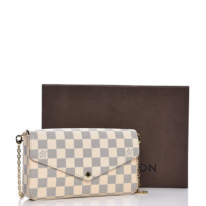 Louis Vuitton Damier Azur Pochette Felicie Chain Wallet Rose Ballerine 12 of 12