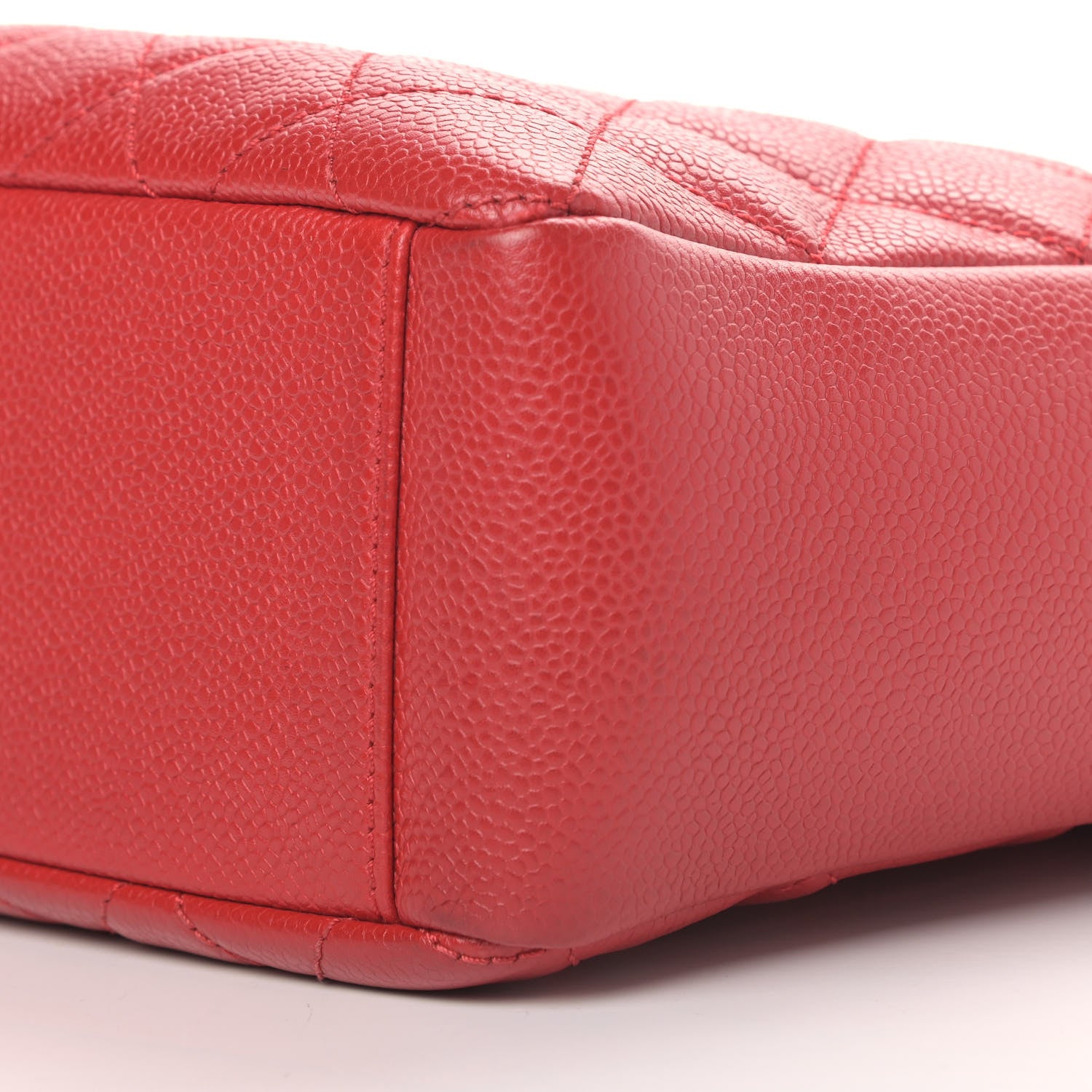 Chanel Caviar Quilted Petit Shopping Tote PST Red 9 of 10