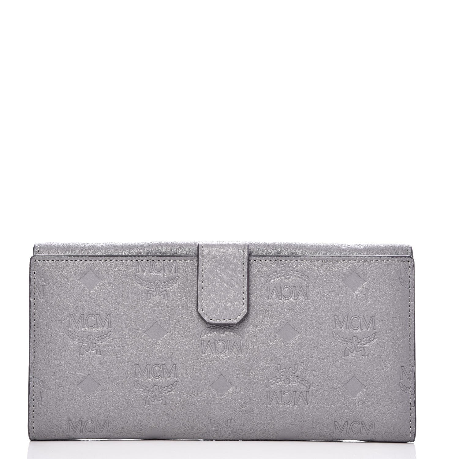 MCM Calfskin Signature Monogram Klara Flap Wallet Grey 4 of 12