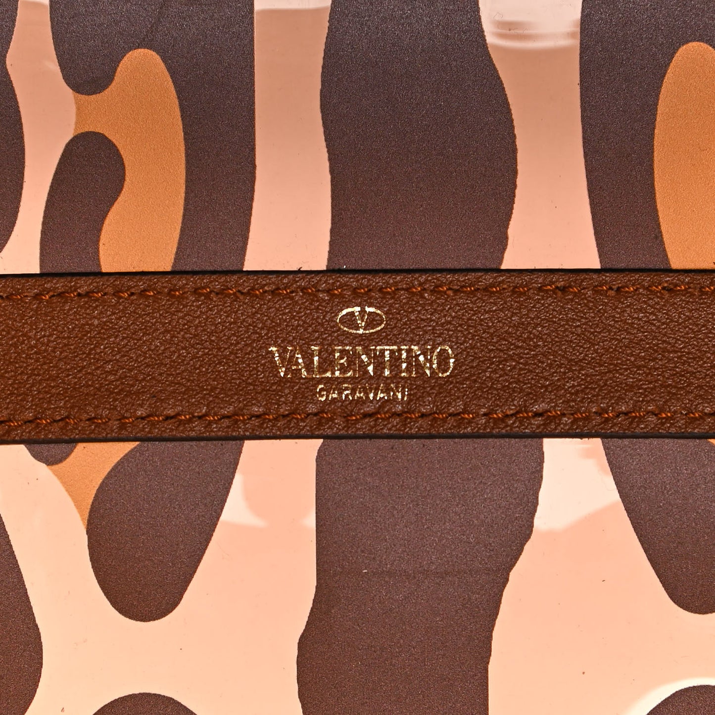 PVC Leopard Print Small Rockstud Shopping Tote Brown