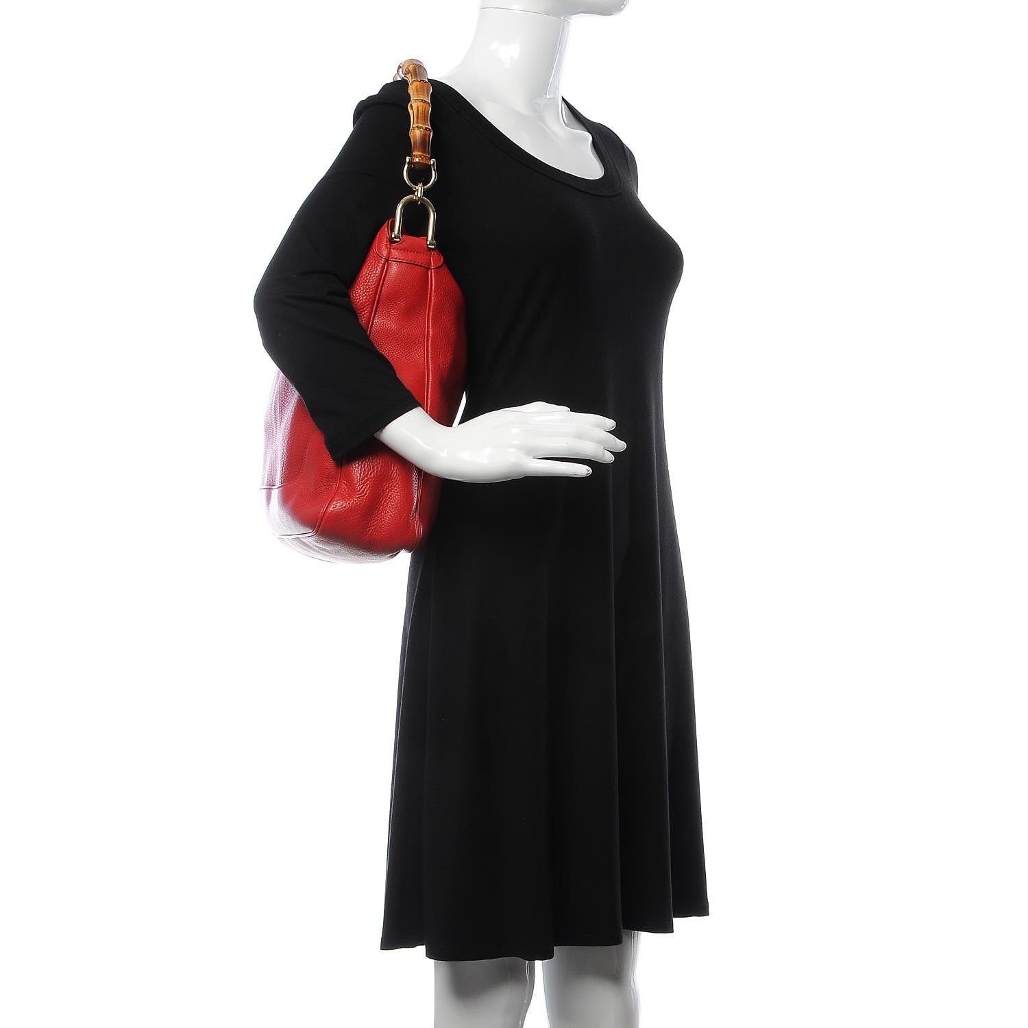 Gucci Pebbled Calfskin Medium Diana Bamboo Shoulder Bag Red 2 of 12