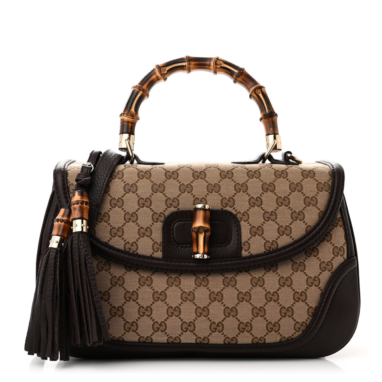 Monogram Large New Bamboo Top Handle Bag Brown
