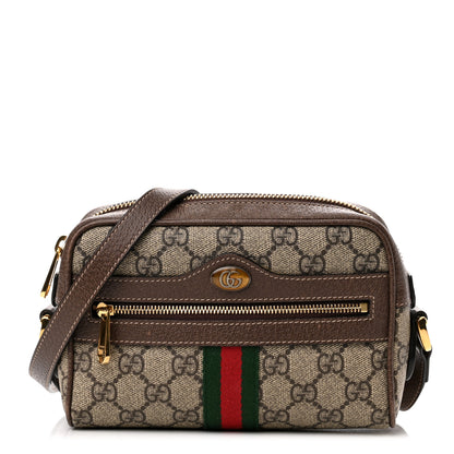 Gucci GG Supreme Monogram Web Mini Ophidia Shoulder Bag Brown 1 of 11
