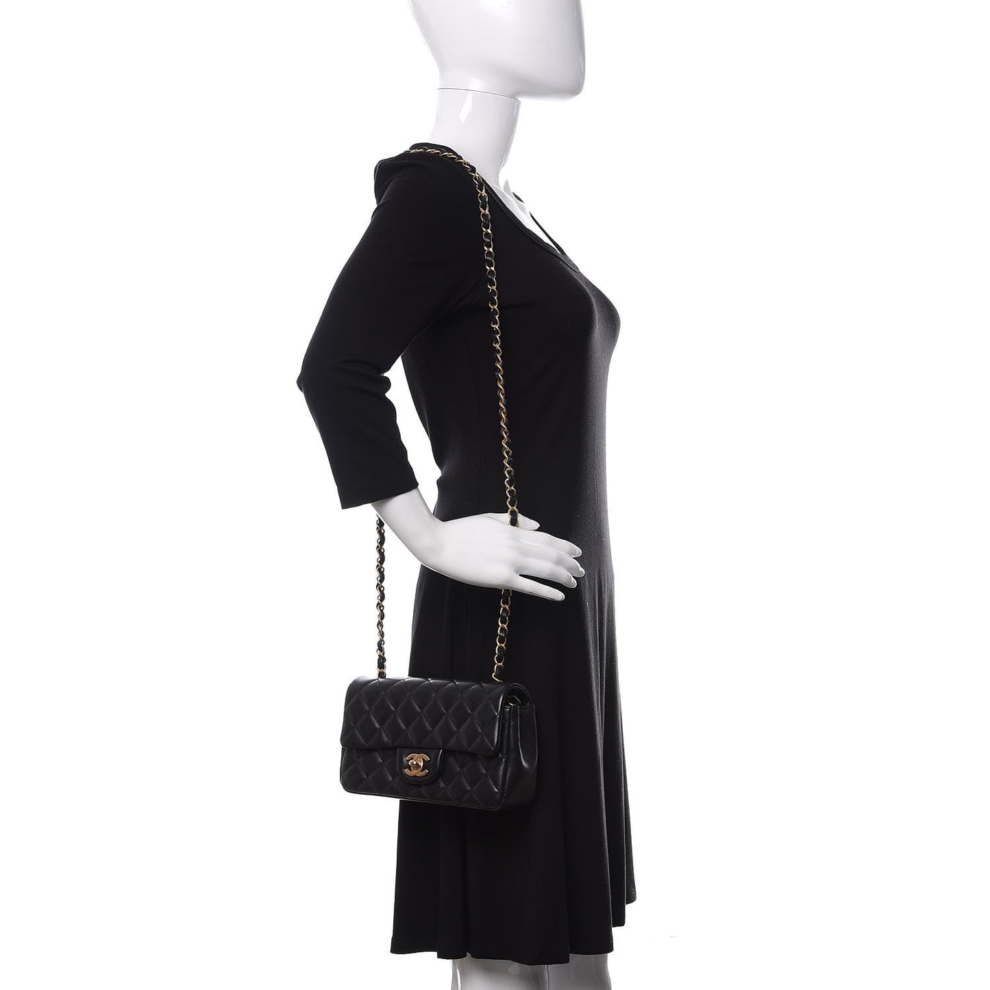 Lambskin Quilted Mini Rectangular Flap Black