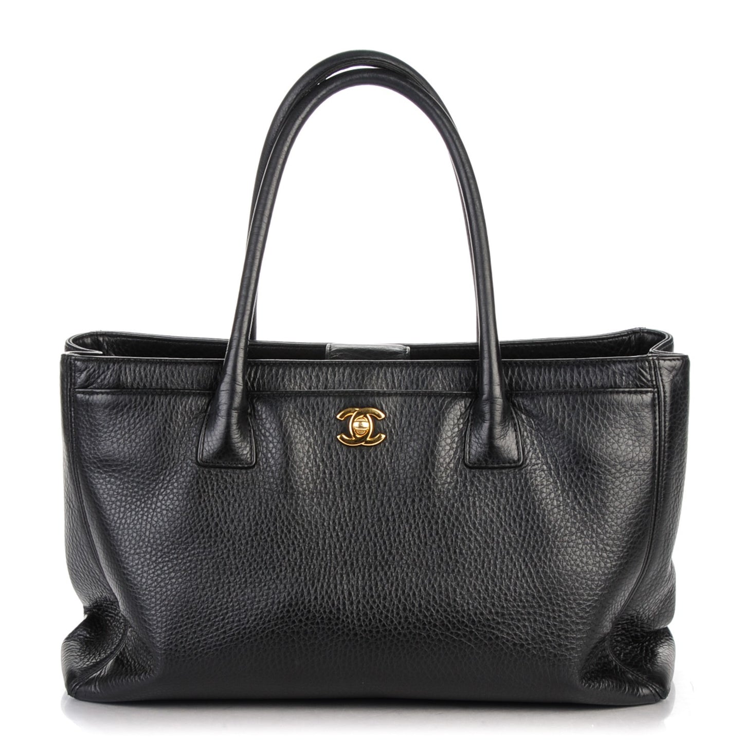 Calfskin Cerf Executive Shopper Tote Black