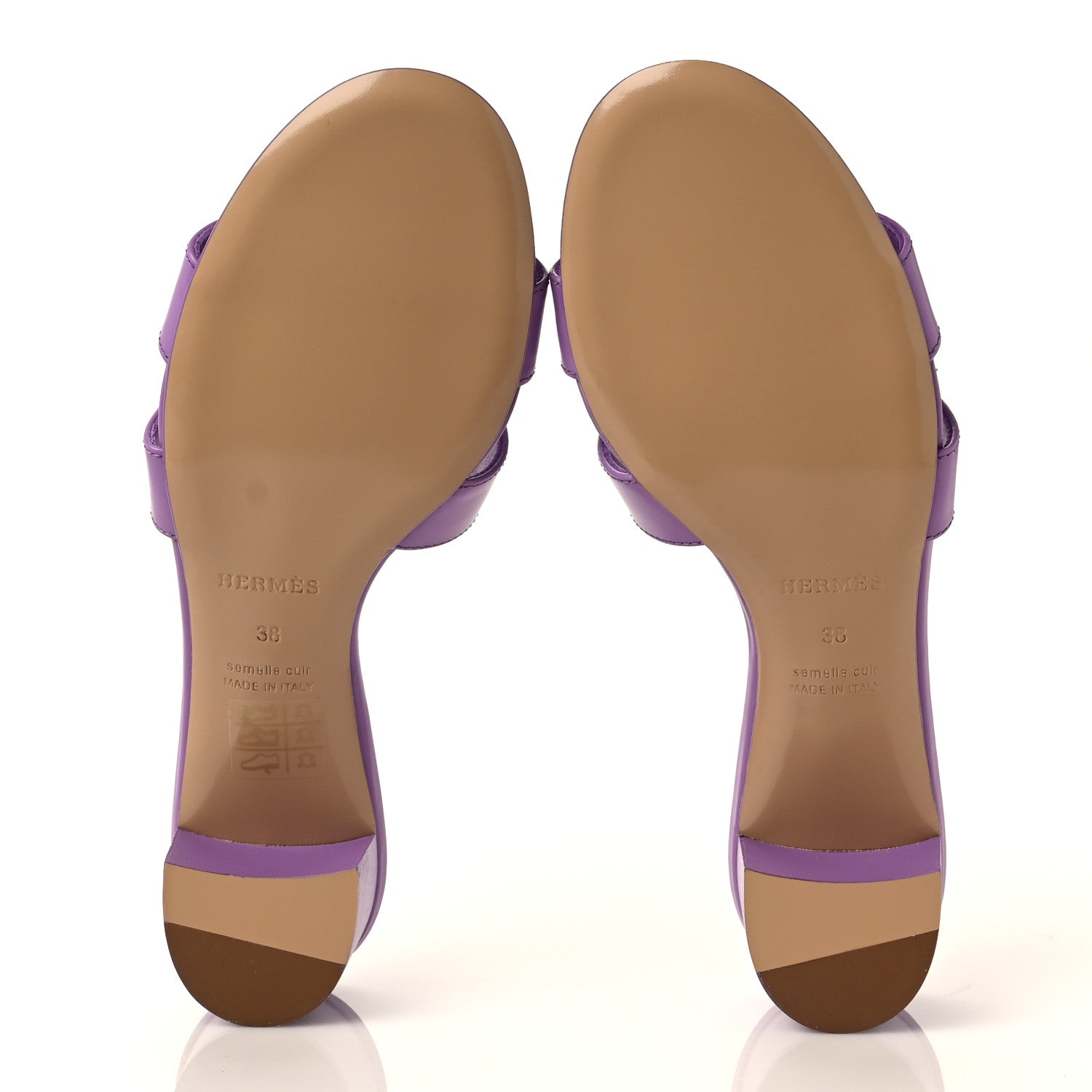 Hermes Calfskin Oasis Sandals 38 Violet 5 of 9