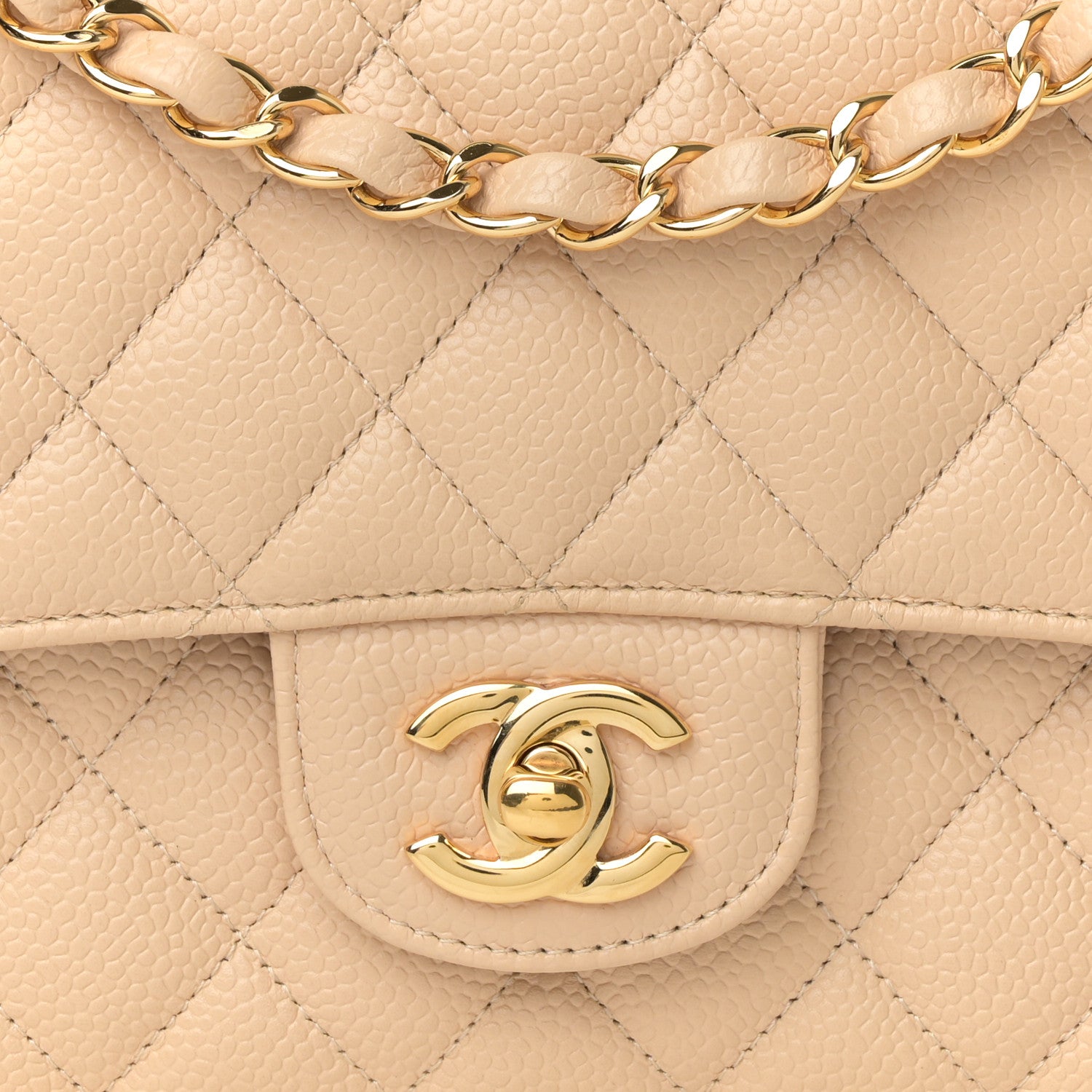 Chanel Caviar Quilted Medium Double Flap Beige 8 of 11
