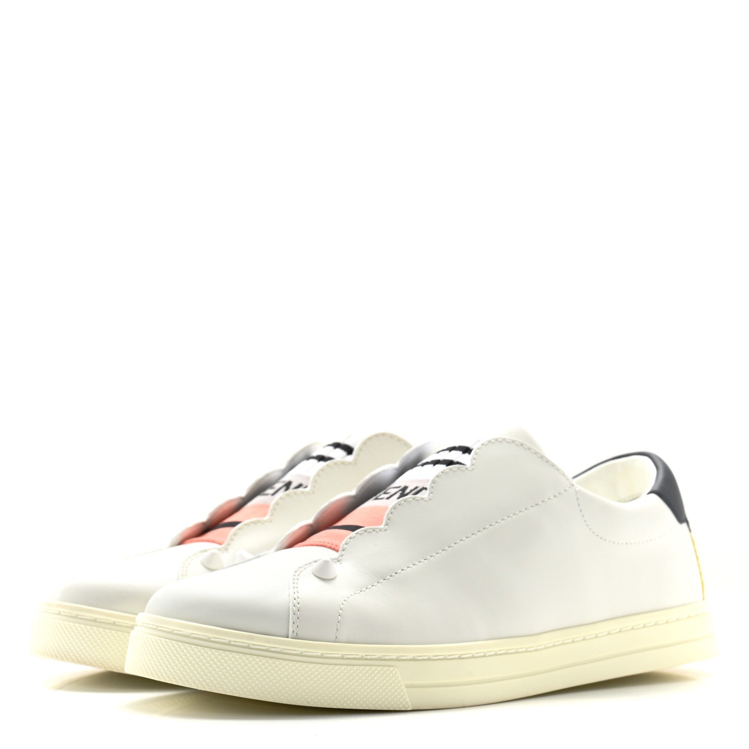 Fendi Vitello Rockoclick Slip On Sneakers 35 White Multicolor 3 of 10