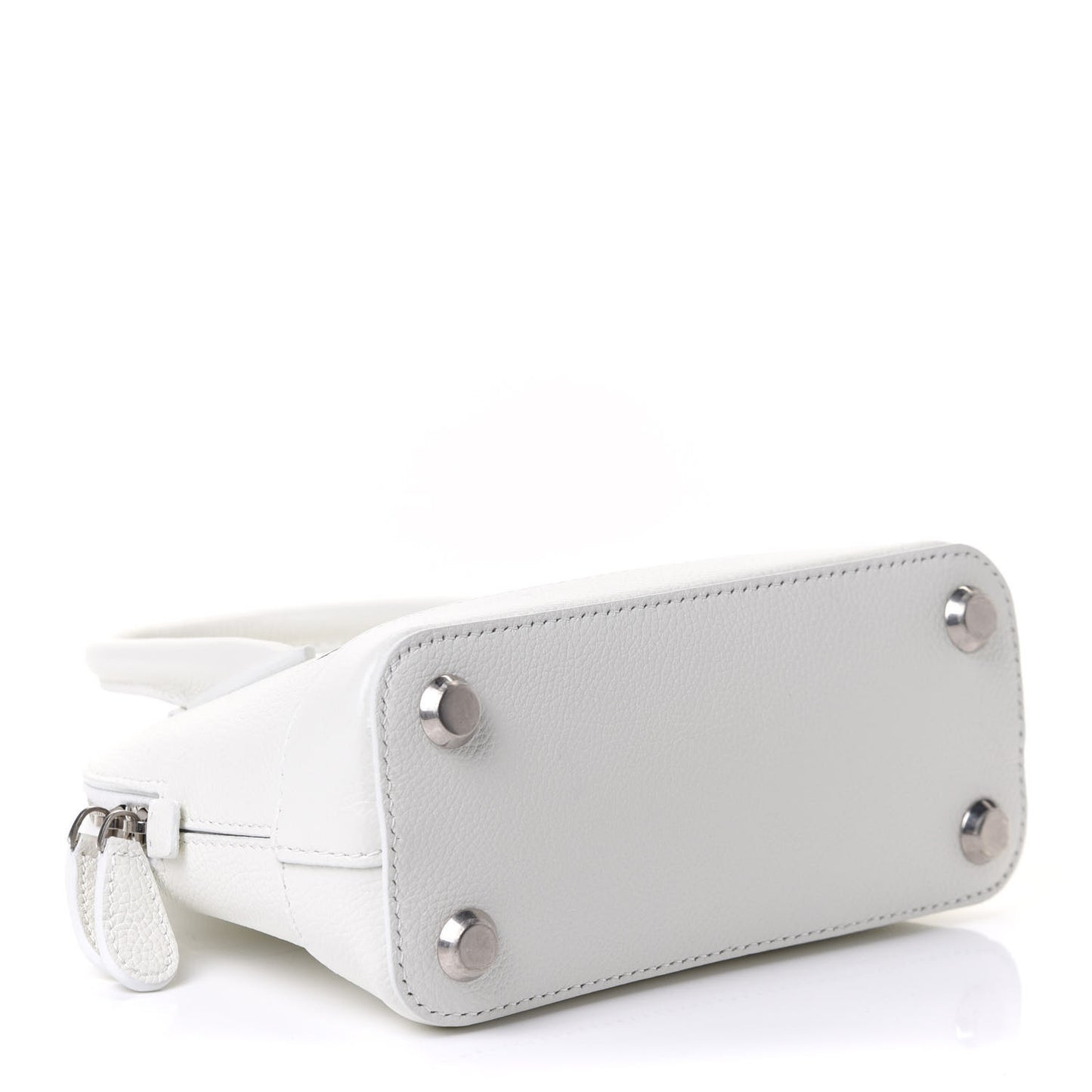 Grained Calfskin XXS Ville Top Handle Bag White Black