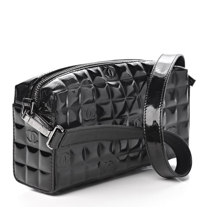 Chanel Patent Chocolate Bar Quilted Shoulder Bag Black 3 of 11