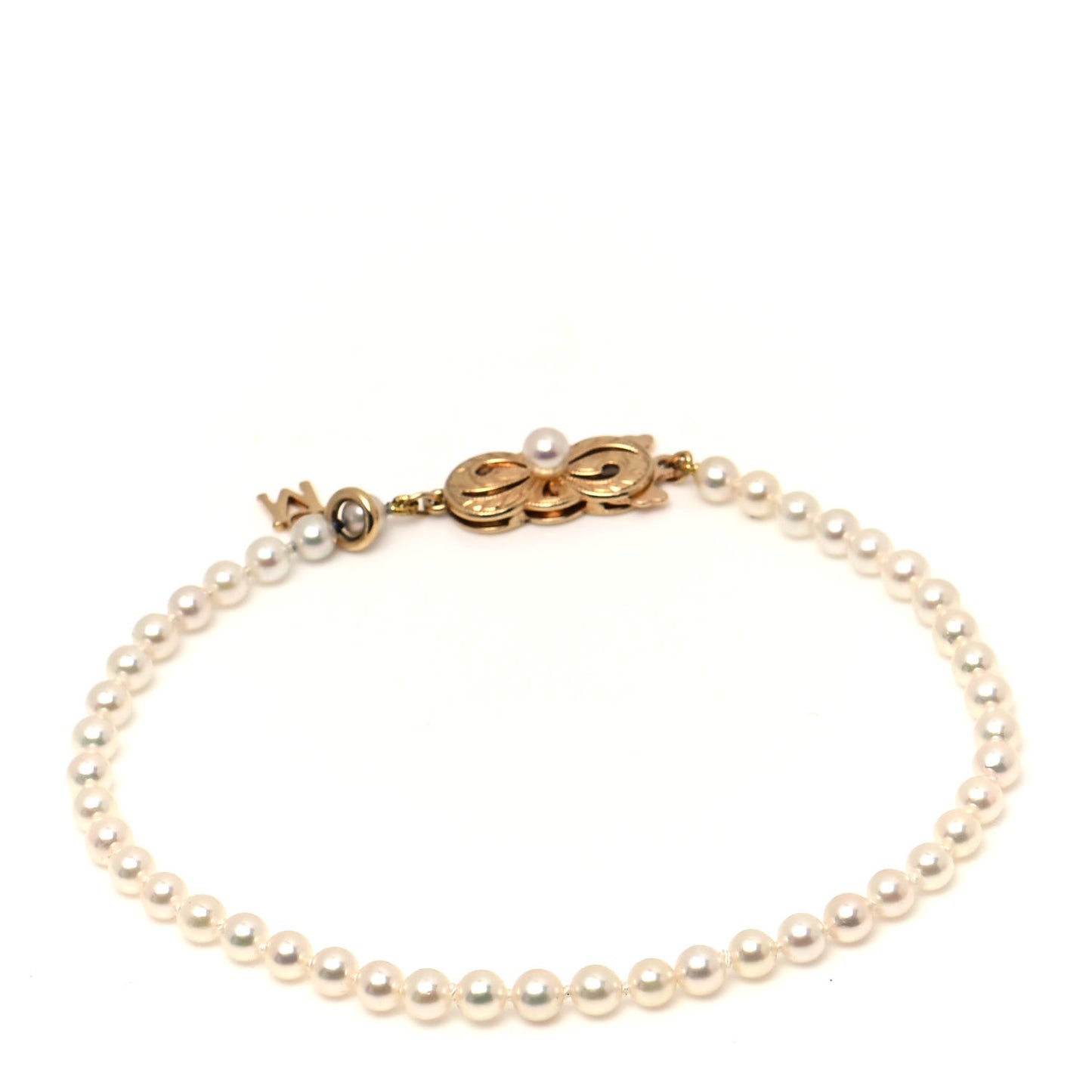 18K Yellow Gold Akoya Pearl 3.5-4mm Strand Bracelet