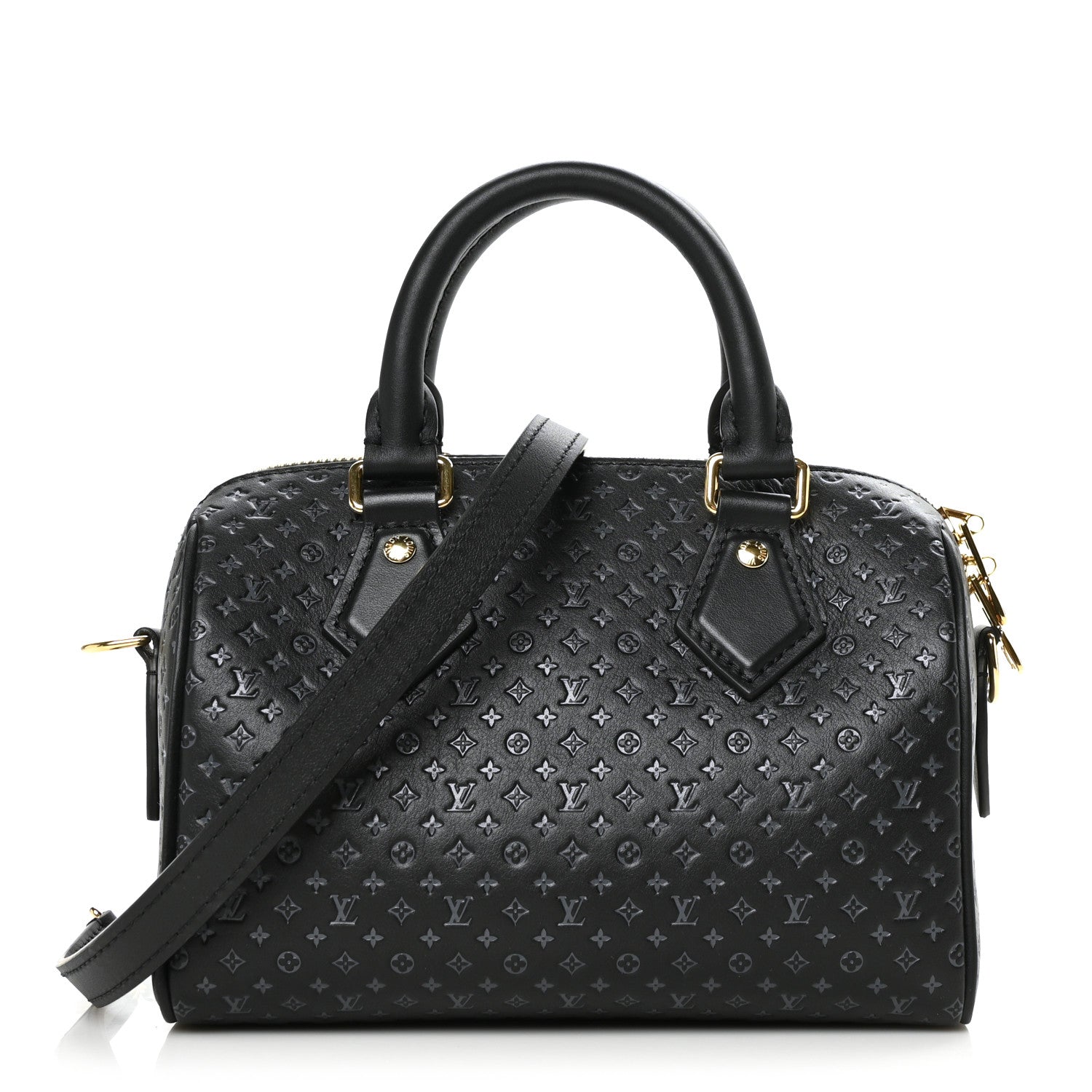 Louis Vuitton Calfskin Nanogram Embossed Speedy 20 Black 1 of 8