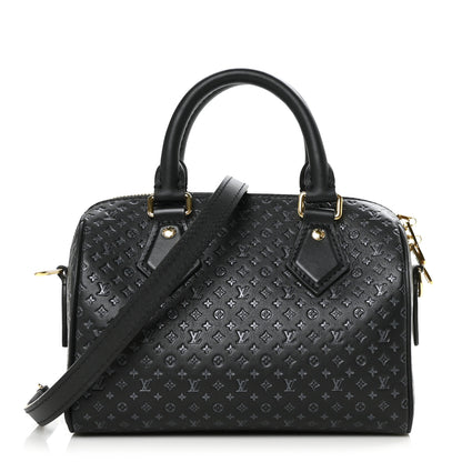 Louis Vuitton Calfskin Nanogram Embossed Speedy 20 Black 1 of 8
