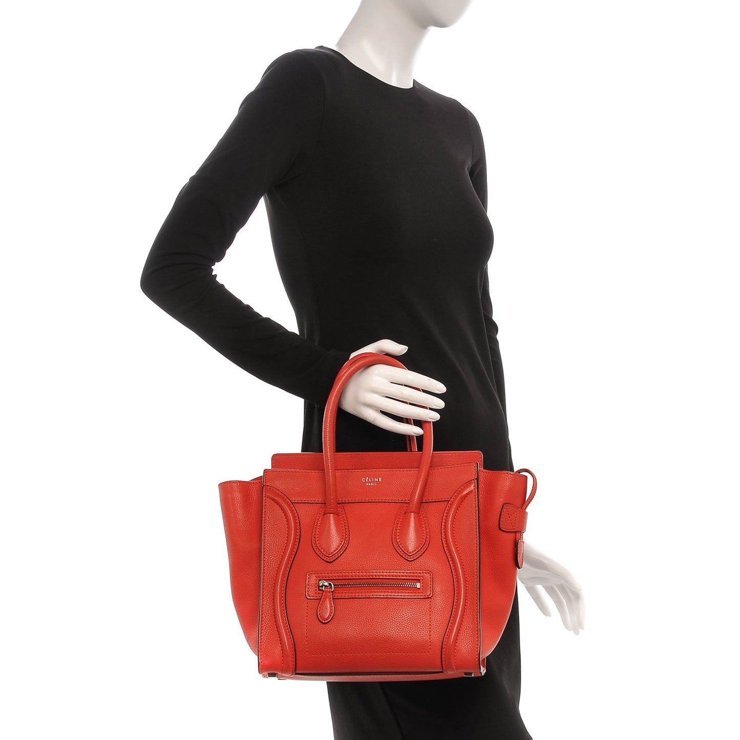 Drummed Calfskin Micro Luggage Vermillion