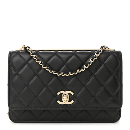 Chanel Lambskin Quilted Trendy CC Wallet On Chain WOC Black 1 of 12