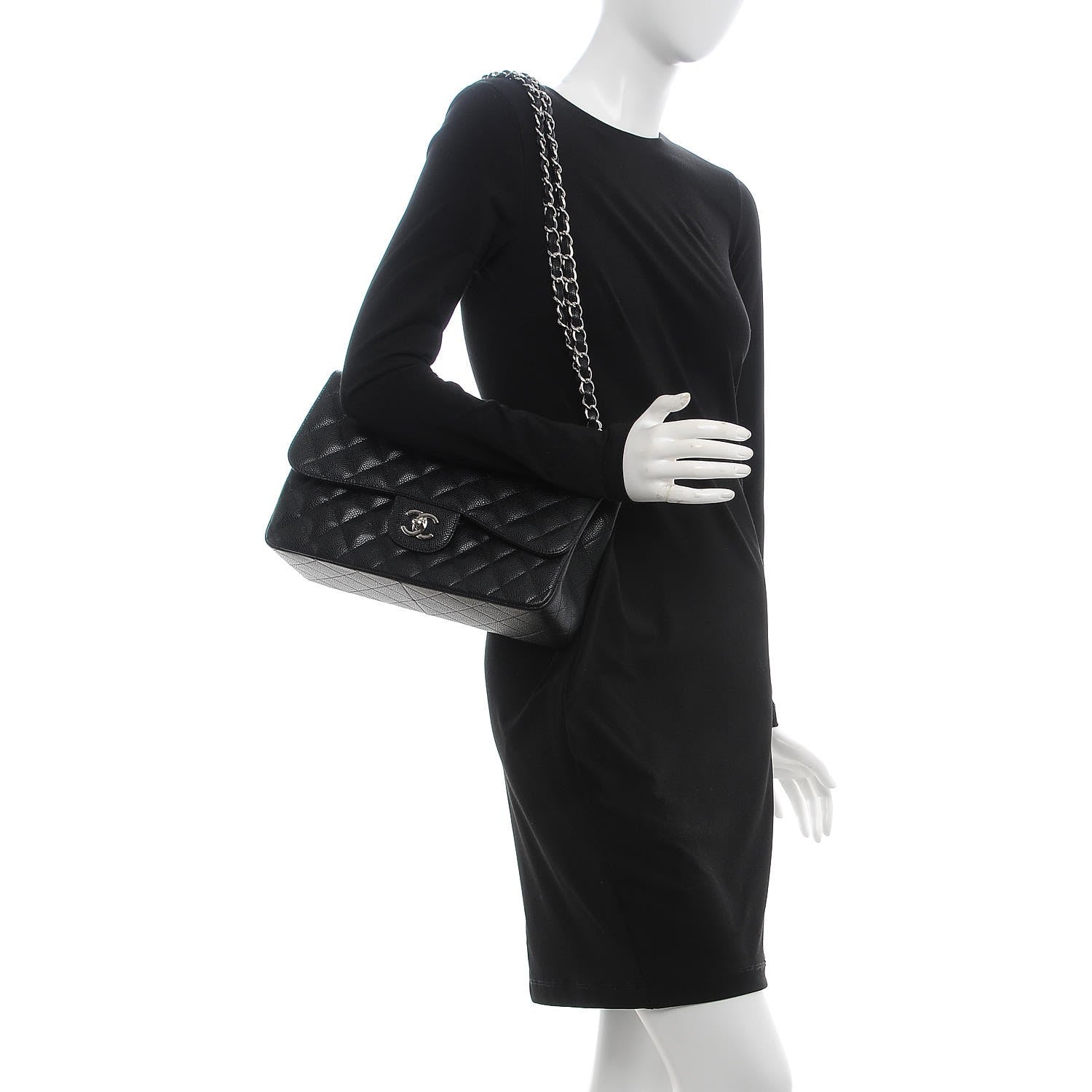 Chanel Caviar Quilted Jumbo Double Flap Black 2 of 8
