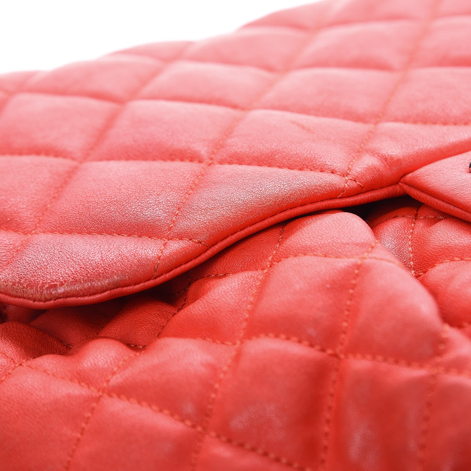 Chanel Washed Lambskin Quilted Large Chain Around Messenger Red 14 of 23