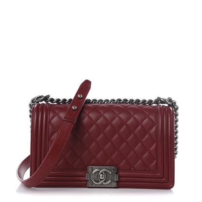Chanel Lambskin Quilted Medium Boy Flap Dark Red 1 of 10