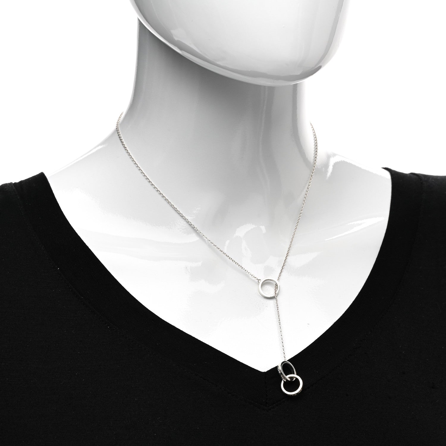Tiffany Sterling Silver 1837 Interlocking Circles Lariat Necklace 2 of 4
