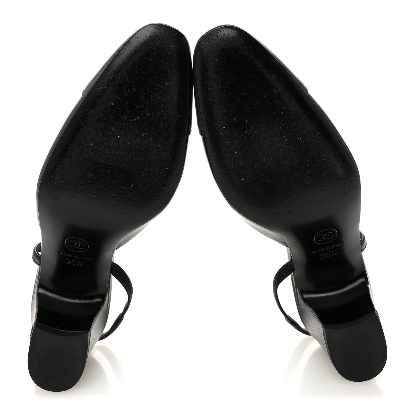 Lambskin Cap Toe CC Slingback Pumps 35.5 Black Dark Grey