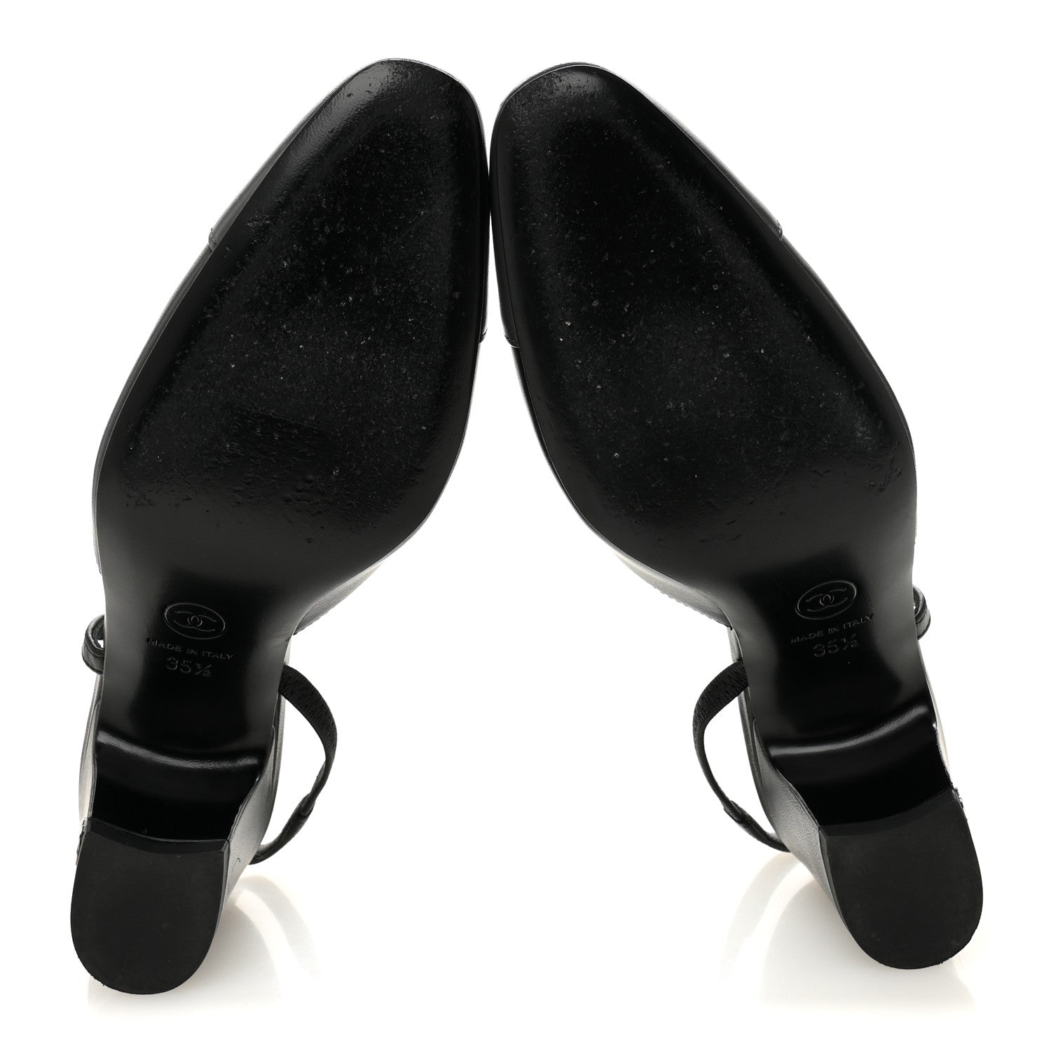 Chanel Lambskin Cap Toe CC Slingback Pumps 35.5 Black Dark Grey 4 of 8