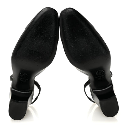 Chanel Lambskin Cap Toe CC Slingback Pumps 35.5 Black Dark Grey 4 of 8