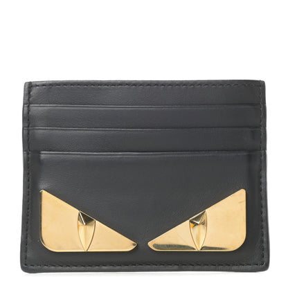 Fendi Vitello Century Metal Monster Eyes Card Holder Black 1 of 7