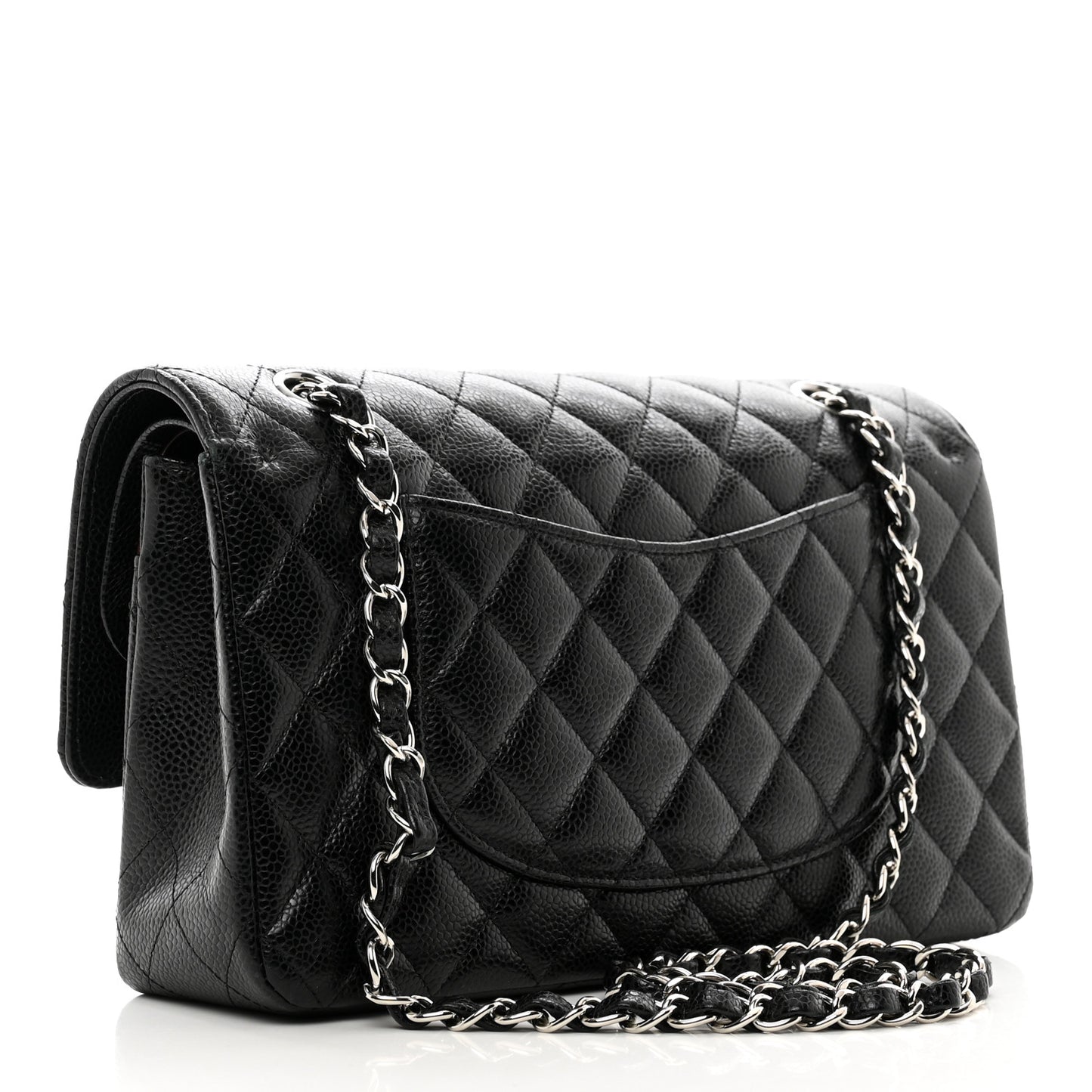 Caviar Quilted Medium Double Flap Black
