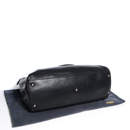 Fendi Goatskin Zucca Large Peekaboo Iconic Satchel Black Tobacco 4 of 11
